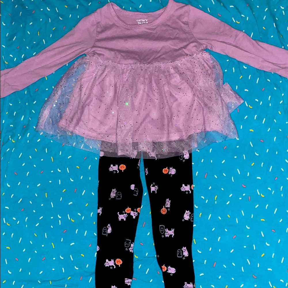 Carter's Lavender pretty Halloween matching set 2T